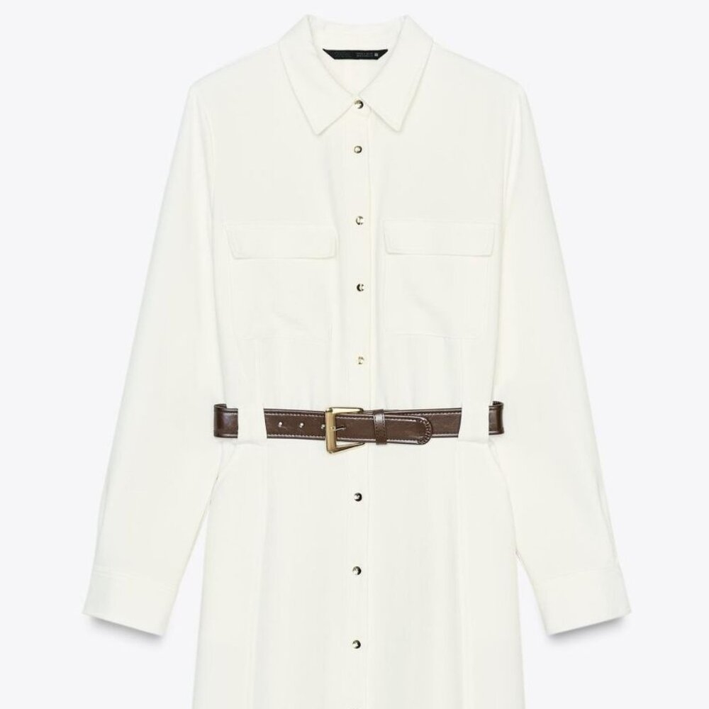 BELTED CREPE MIDI DRESS - Picture 4 of 6